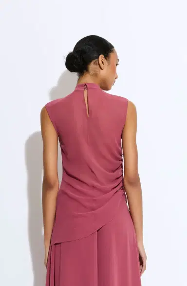 LAPOINTE Lightweight Georgette Mock Neck Ruched Top | Thumbnail 2 LAPOINTE Lightweight Georgette Mock Neck Ruched Top | Thumbnail 2