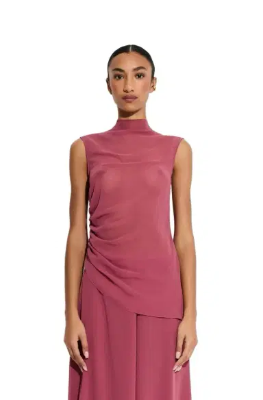 LAPOINTE Lightweight Georgette Mock Neck Ruched Top | Thumbnail 1 LAPOINTE Lightweight Georgette Mock Neck Ruched Top | Thumbnail 1