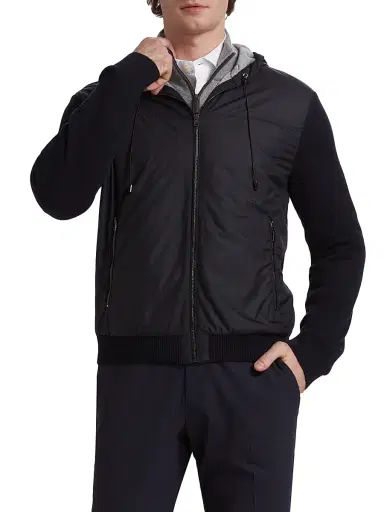 Saks Fifth Avenue Men's COLLECTION Mixed-Media Hoodie | Thumbnail 3 Saks Fifth Avenue Men's COLLECTION Mixed-Media Hoodie | Thumbnail 3