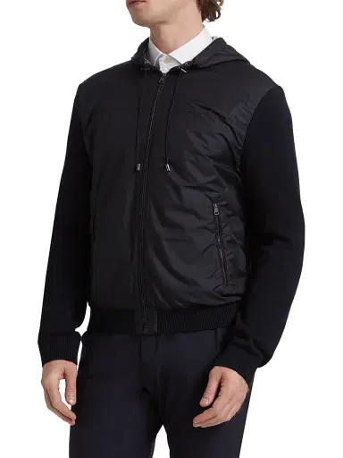 Saks Fifth Avenue Men's COLLECTION Mixed-Media Hoodie | Thumbnail 4 Saks Fifth Avenue Men's COLLECTION Mixed-Media Hoodie | Thumbnail 4