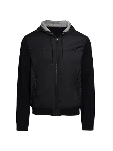 Saks Fifth Avenue Men's COLLECTION Mixed-Media Hoodie | Thumbnail 1 Saks Fifth Avenue Men's COLLECTION Mixed-Media Hoodie | Thumbnail 1