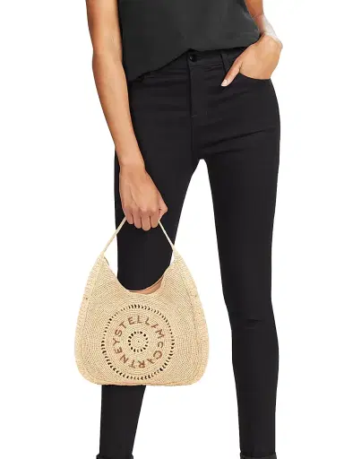 Stella McCartney Women's Small Crochet Rafia Logo Hobo Bag | Thumbnail 2 Stella McCartney Women's Small Crochet Rafia Logo Hobo Bag | Thumbnail 2