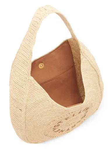 Stella McCartney Women's Small Crochet Rafia Logo Hobo Bag | Thumbnail 3 Stella McCartney Women's Small Crochet Rafia Logo Hobo Bag | Thumbnail 3