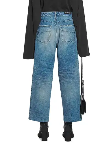 Balenciaga Women's Cropped Jeans in Japanese Indigo Denim - Blue | Thumbnail 4 Balenciaga Women's Cropped Jeans in Japanese Indigo Denim - Blue | Thumbnail 4