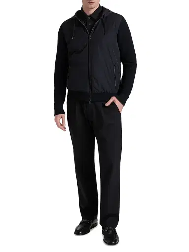 Herno Men's Cotton Hooded Bomber Jacket - Blue Navy | Thumbnail 2 Herno Men's Cotton Hooded Bomber Jacket - Blue Navy | Thumbnail 2