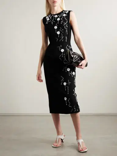 Emilia Wickstead Cappia Embellished Crepe Midi Dress | Thumbnail 3 Emilia Wickstead Cappia Embellished Crepe Midi Dress | Thumbnail 3
