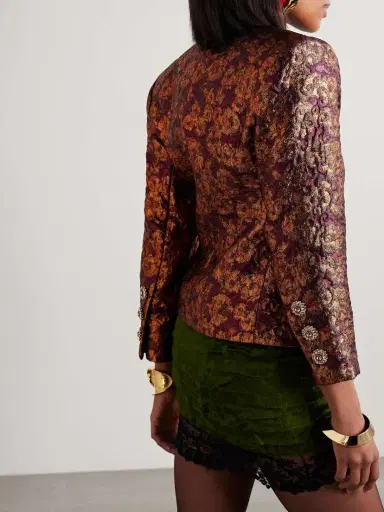 Saint Laurent Crystal-embellished Metallic Wool-blend Brocade Jacket | Thumbnail 4 Saint Laurent Crystal-embellished Metallic Wool-blend Brocade Jacket | Thumbnail 4