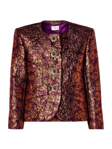 Saint Laurent Crystal-embellished Metallic Wool-blend Brocade Jacket | Thumbnail 1 Saint Laurent Crystal-embellished Metallic Wool-blend Brocade Jacket | Thumbnail 1