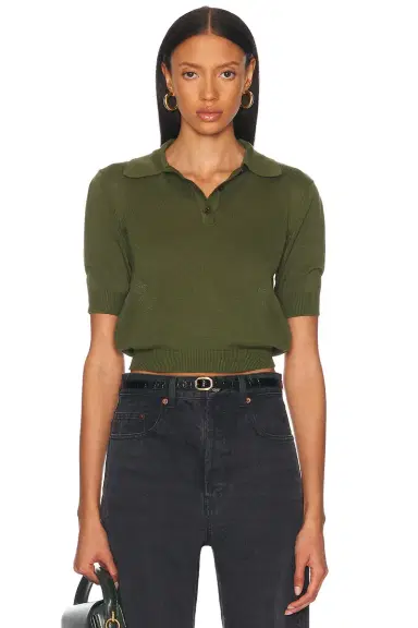 Saint Laurent Short Sleeve Polo Top | Thumbnail 1 Saint Laurent Short Sleeve Polo Top | Thumbnail 1