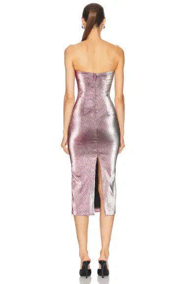 AREA Stretch Lame Rosette Midi Dress | Thumbnail 3 AREA Stretch Lame Rosette Midi Dress | Thumbnail 3