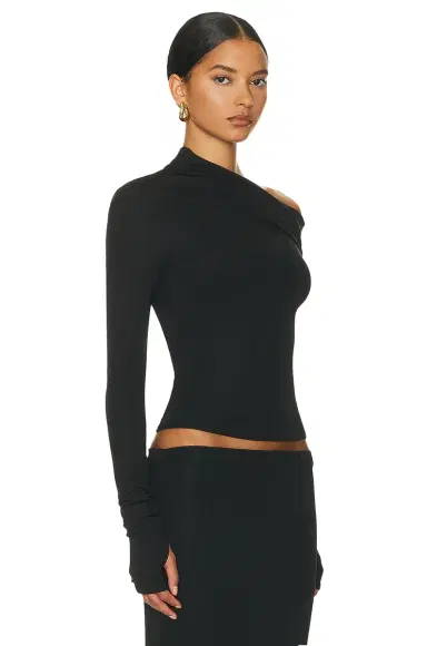 Helsa Matte Jersey Drape Shoulder Top | Thumbnail 2 Helsa Matte Jersey Drape Shoulder Top | Thumbnail 2
