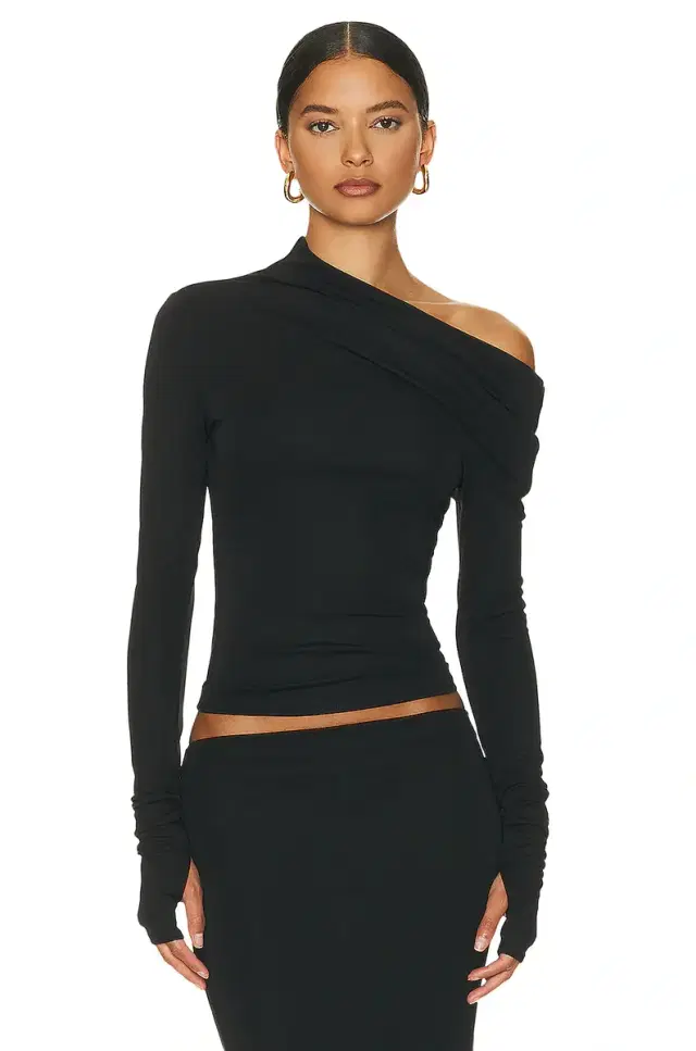 Matte Jersey Drape Shoulder Top Matte Jersey Drape Shoulder Top
