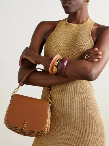 Saint Laurent Voltaire Top Handle Leather-trimmed Bamboo Shoulder Bag | Thumbnail 2 Saint Laurent Voltaire Top Handle Leather-trimmed Bamboo Shoulder Bag | Thumbnail 2
