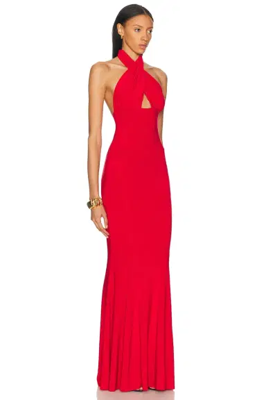 Norma Kamali Cross Halter Fishtail Gown | Thumbnail 3 Norma Kamali Cross Halter Fishtail Gown | Thumbnail 3