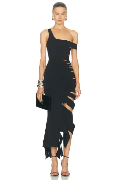 Mugler Cut Out Midi Dress | Thumbnail 1 Mugler Cut Out Midi Dress | Thumbnail 1