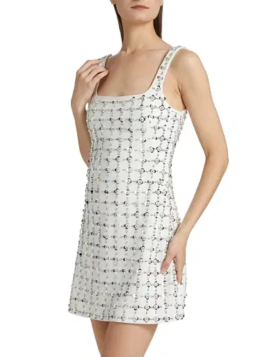 SIMKHAI Women's Ziva Sequined Minidress - White Multi | Thumbnail 4 SIMKHAI Women's Ziva Sequined Minidress - White Multi | Thumbnail 4