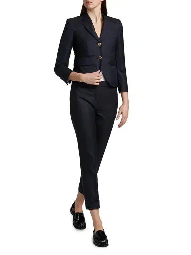 Thom Browne Women's Low-Rise Skinny Trousers - Navy | Thumbnail 2 Thom Browne Women's Low-Rise Skinny Trousers - Navy | Thumbnail 2
