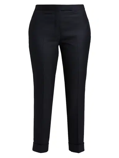 Thom Browne Women's Low-Rise Skinny Trousers - Navy | Thumbnail 1 Thom Browne Women's Low-Rise Skinny Trousers - Navy | Thumbnail 1