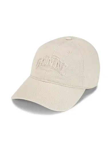 Ganni Women's Washed Cotton Canvas Cap - Egret | Thumbnail 1 Ganni Women's Washed Cotton Canvas Cap - Egret | Thumbnail 1