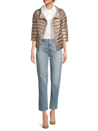 Herno Women's Ultralight Reversible Quilted Nylon Puffer Jacket - Taupe Champagne | Thumbnail 2 Herno Women's Ultralight Reversible Quilted Nylon Puffer Jacket - Taupe Champagne | Thumbnail 2