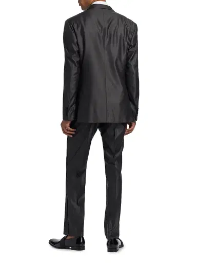 Emporio Armani Men's Shiny Wool-Silk Tuxedo - Charcoal | Thumbnail 5 Emporio Armani Men's Shiny Wool-Silk Tuxedo - Charcoal | Thumbnail 5