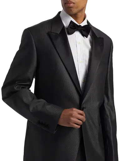 Emporio Armani Men's Shiny Wool-Silk Tuxedo - Charcoal | Thumbnail 6 Emporio Armani Men's Shiny Wool-Silk Tuxedo - Charcoal | Thumbnail 6