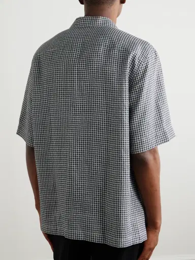 Loro Piana Federico Camp-Collar Checked Linen Shirt - Men | Thumbnail 3 Loro Piana Federico Camp-Collar Checked Linen Shirt - Men | Thumbnail 3