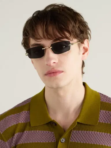 Cartier Eyewear Panthère de Cartier Rimless Rectangle-Frame Gold-Tone Sunglasses - Men | Thumbnail 2 Cartier Eyewear Panthère de Cartier Rimless Rectangle-Frame Gold-Tone Sunglasses - Men | Thumbnail 2