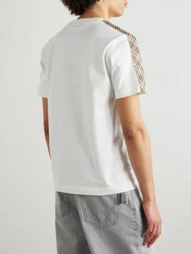 Burberry Checked Cotton-Jersey T-Shirt - Men | Thumbnail 4 Burberry Checked Cotton-Jersey T-Shirt - Men | Thumbnail 4