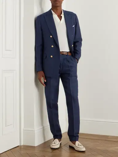 Brunello Cucinelli Tapered Pleated Striped Linen, Silk, Wool and Cotton-Blend Suit Trousers - Men | Thumbnail 3 Brunello Cucinelli Tapered Pleated Striped Linen, Silk, Wool and Cotton-Blend Suit Trousers - Men | Thumbnail 3
