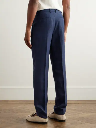 Brunello Cucinelli Tapered Pleated Striped Linen, Silk, Wool and Cotton-Blend Suit Trousers - Men | Thumbnail 5 Brunello Cucinelli Tapered Pleated Striped Linen, Silk, Wool and Cotton-Blend Suit Trousers - Men | Thumbnail 5