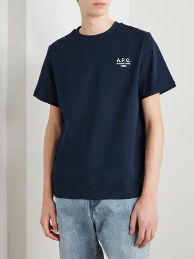 A.P.C. Logo-Embroidered Cotton-Jersey T-Shirt - Men | Thumbnail 3 A.P.C. Logo-Embroidered Cotton-Jersey T-Shirt - Men | Thumbnail 3