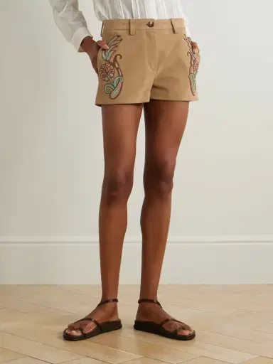 Etro Appliquéd Suede Shorts | Thumbnail 3 Etro Appliquéd Suede Shorts | Thumbnail 3