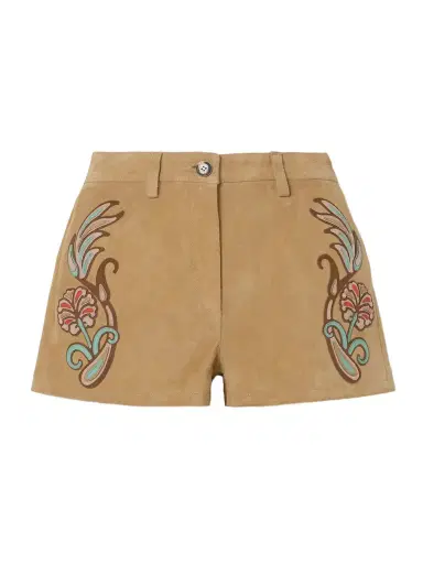 Etro Appliquéd Suede Shorts | Thumbnail 1 Etro Appliquéd Suede Shorts | Thumbnail 1