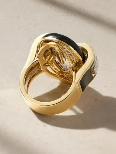 DAVID WEBB Small Oval Buckle 18-karat Gold, Platinum, Onyx, Diamond And Enamel Ring | Thumbnail 3 DAVID WEBB Small Oval Buckle 18-karat Gold, Platinum, Onyx, Diamond And Enamel Ring | Thumbnail 3