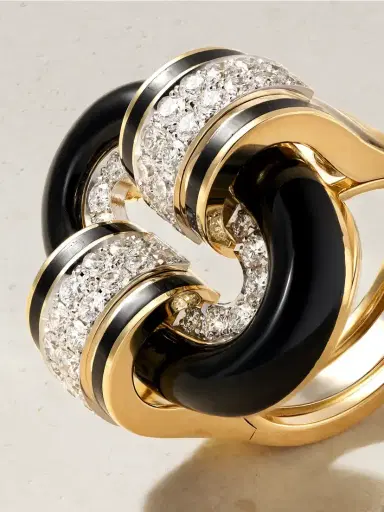 DAVID WEBB Small Oval Buckle 18-karat Gold, Platinum, Onyx, Diamond And Enamel Ring | Thumbnail 4 DAVID WEBB Small Oval Buckle 18-karat Gold, Platinum, Onyx, Diamond And Enamel Ring | Thumbnail 4