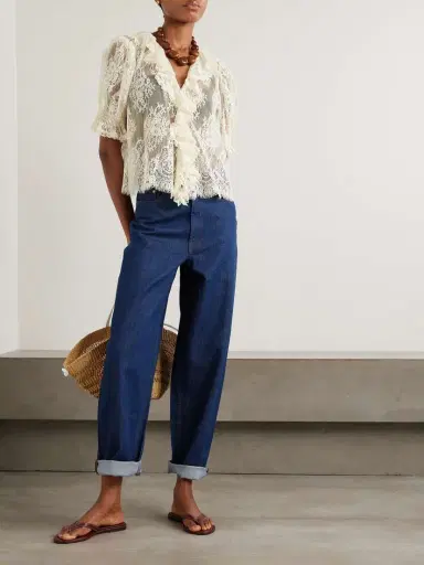 DÔEN Henri Ruffled Pintucked Lace Blouse | Thumbnail 2 DÔEN Henri Ruffled Pintucked Lace Blouse | Thumbnail 2
