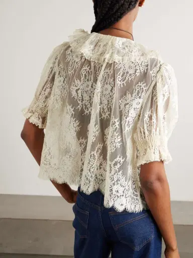 DÔEN Henri Ruffled Pintucked Lace Blouse | Thumbnail 3 DÔEN Henri Ruffled Pintucked Lace Blouse | Thumbnail 3