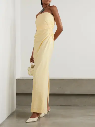 BERNADETTE Vera Strapless Ruched Striped Cotton-seersucker Maxi Dress | Thumbnail 2 BERNADETTE Vera Strapless Ruched Striped Cotton-seersucker Maxi Dress | Thumbnail 2