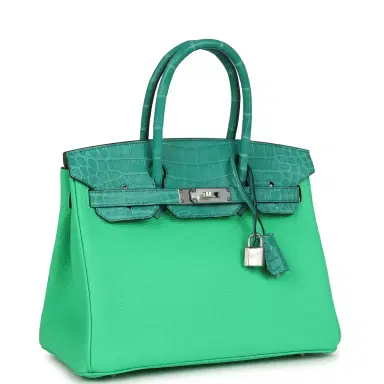 HERMÈS Hermes Birkin 30 Vert Comics Togo and Vert Jade Niloticus Crocodile Touch Palladium Hardware | Thumbnail 2 HERMÈS Hermes Birkin 30 Vert Comics Togo and Vert Jade Niloticus Crocodile Touch Palladium Hardware | Thumbnail 2