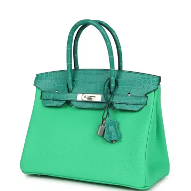HERMÈS Hermes Birkin 30 Vert Comics Togo and Vert Jade Niloticus Crocodile Touch Palladium Hardware | Thumbnail 5 HERMÈS Hermes Birkin 30 Vert Comics Togo and Vert Jade Niloticus Crocodile Touch Palladium Hardware | Thumbnail 5