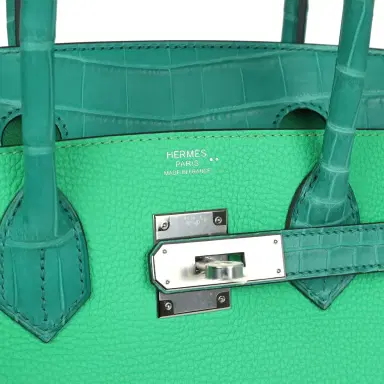 HERMÈS Hermes Birkin 30 Vert Comics Togo and Vert Jade Niloticus Crocodile Touch Palladium Hardware | Thumbnail 7 HERMÈS Hermes Birkin 30 Vert Comics Togo and Vert Jade Niloticus Crocodile Touch Palladium Hardware | Thumbnail 7