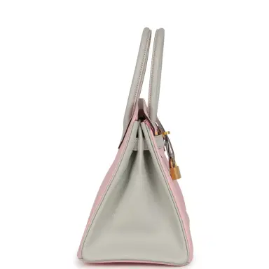 HERMÈS Pre-owned Hermes Special Order (HSS) Birkin 30 Rose Sakura and Gris Perle Chevre Brushed Gold Hardware | Thumbnail 3 HERMÈS Pre-owned Hermes Special Order (HSS) Birkin 30 Rose Sakura and Gris Perle Chevre Brushed Gold Hardware | Thumbnail 3