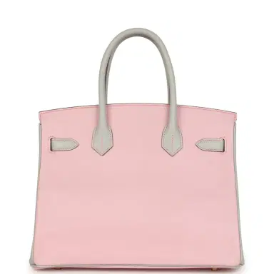 HERMÈS Pre-owned Hermes Special Order (HSS) Birkin 30 Rose Sakura and Gris Perle Chevre Brushed Gold Hardware | Thumbnail 4 HERMÈS Pre-owned Hermes Special Order (HSS) Birkin 30 Rose Sakura and Gris Perle Chevre Brushed Gold Hardware | Thumbnail 4