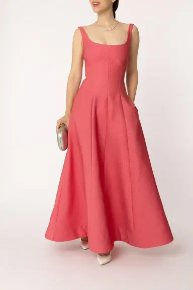 Lela Rose Seam Detail Scoop Neck Midi Dress | Thumbnail 2 Lela Rose Seam Detail Scoop Neck Midi Dress | Thumbnail 2
