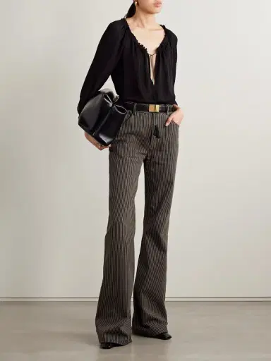 Nili Lotan Roe Striped Cotton-twill Flared Pants | Thumbnail 2 Nili Lotan Roe Striped Cotton-twill Flared Pants | Thumbnail 2