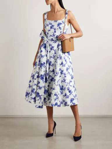 Carolina Herrera Belted Floral-print Faille Midi Dress | Thumbnail 2 Carolina Herrera Belted Floral-print Faille Midi Dress | Thumbnail 2