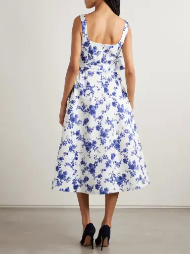 Carolina Herrera Belted Floral-print Faille Midi Dress | Thumbnail 3 Carolina Herrera Belted Floral-print Faille Midi Dress | Thumbnail 3