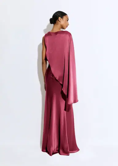 LAPOINTE Satin Asymmetric Draped Gown | Thumbnail 2 LAPOINTE Satin Asymmetric Draped Gown | Thumbnail 2