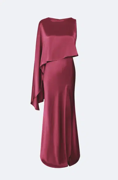 LAPOINTE Satin Asymmetric Draped Gown | Thumbnail 3 LAPOINTE Satin Asymmetric Draped Gown | Thumbnail 3